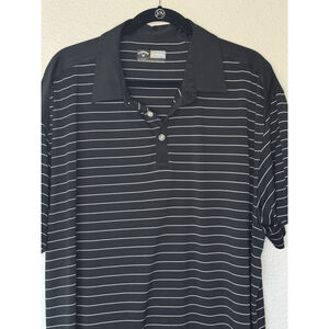 Callaway Opti-Dri Polo Shirt Men’s 2XL Black White Stripe Golf Performanc